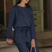 Cotton-Linen Monochrome Two-Piece Set