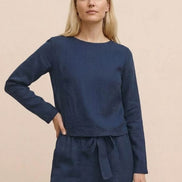 Cotton-Linen Monochrome Two-Piece Set