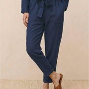 Cotton-Linen Monochrome Two-Piece Set