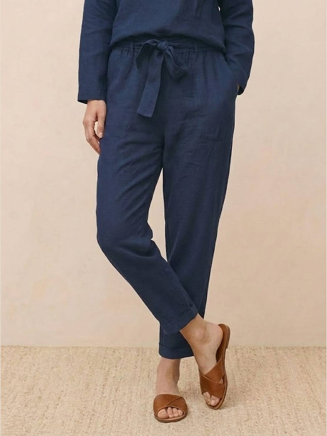 Cotton-Linen Monochrome Two-Piece Set