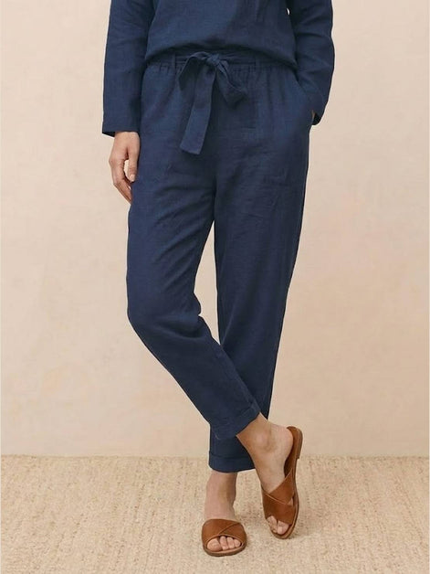 Cotton-Linen Monochrome Two-Piece Set