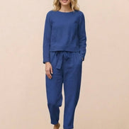Cotton-Linen Monochrome Two-Piece Set
