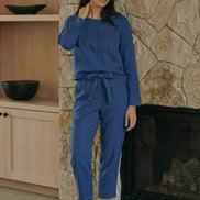 Cotton-Linen Monochrome Two-Piece Set
