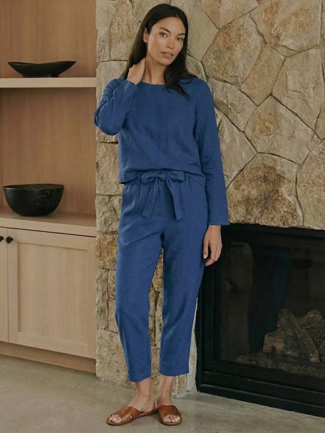 Cotton-Linen Monochrome Two-Piece Set