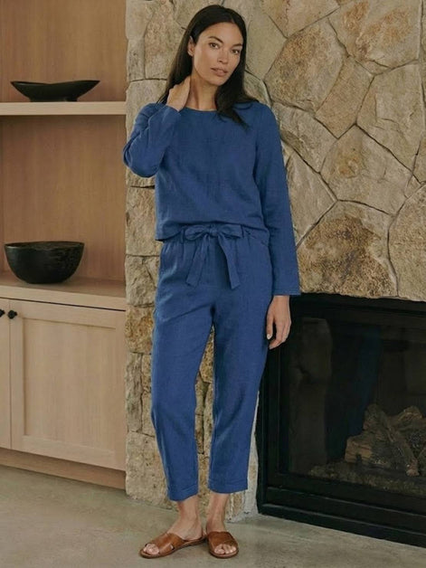 Cotton-Linen Monochrome Two-Piece Set