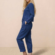 Cotton-Linen Monochrome Two-Piece Set