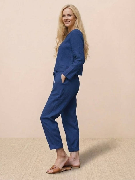Cotton-Linen Monochrome Two-Piece Set