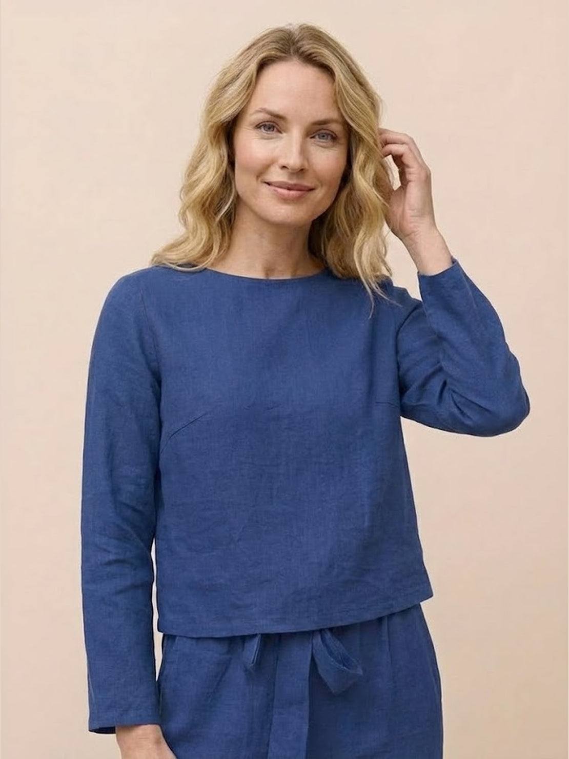 Cotton-Linen Monochrome Two-Piece Set