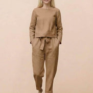 Cotton-Linen Monochrome Two-Piece Set