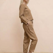 Cotton-Linen Monochrome Two-Piece Set