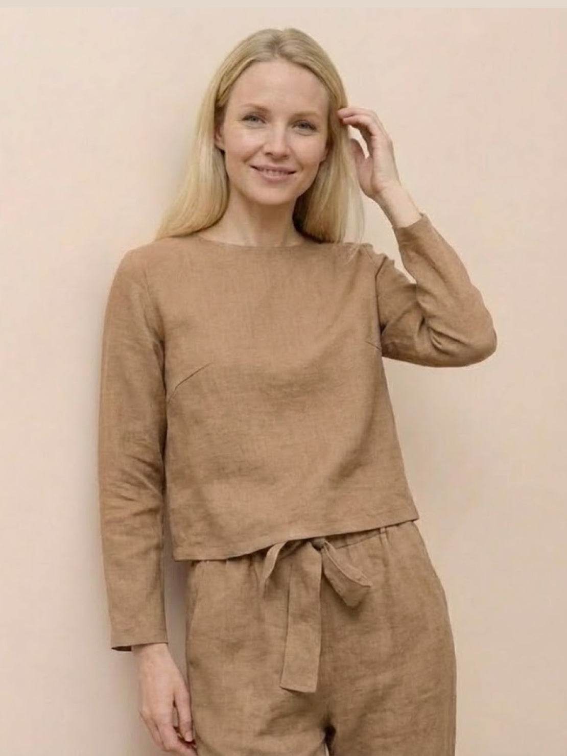 Cotton-Linen Monochrome Two-Piece Set