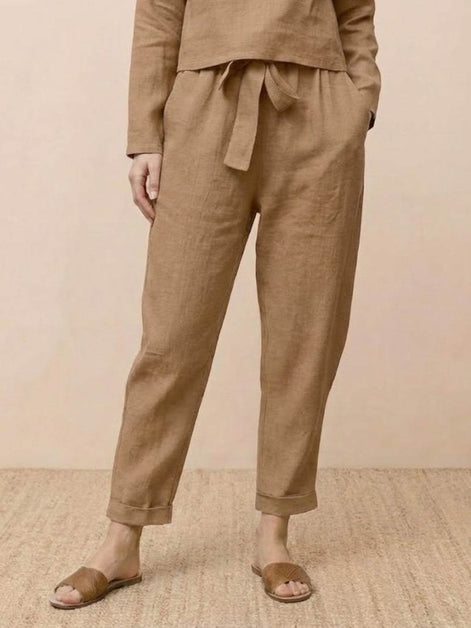 Cotton-Linen Monochrome Two-Piece Set