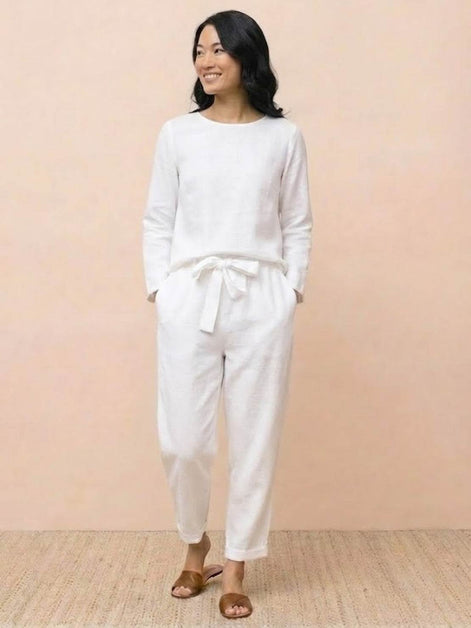 Cotton-Linen Monochrome Two-Piece Set