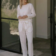 Cotton-Linen Monochrome Two-Piece Set