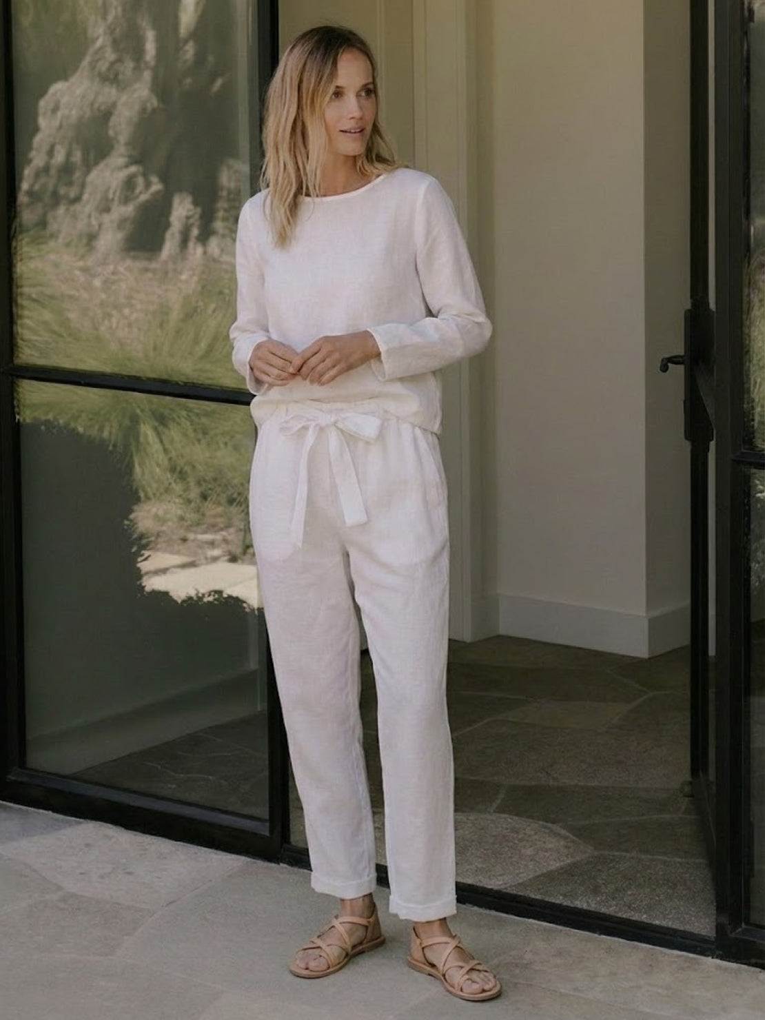Cotton-Linen Monochrome Two-Piece Set