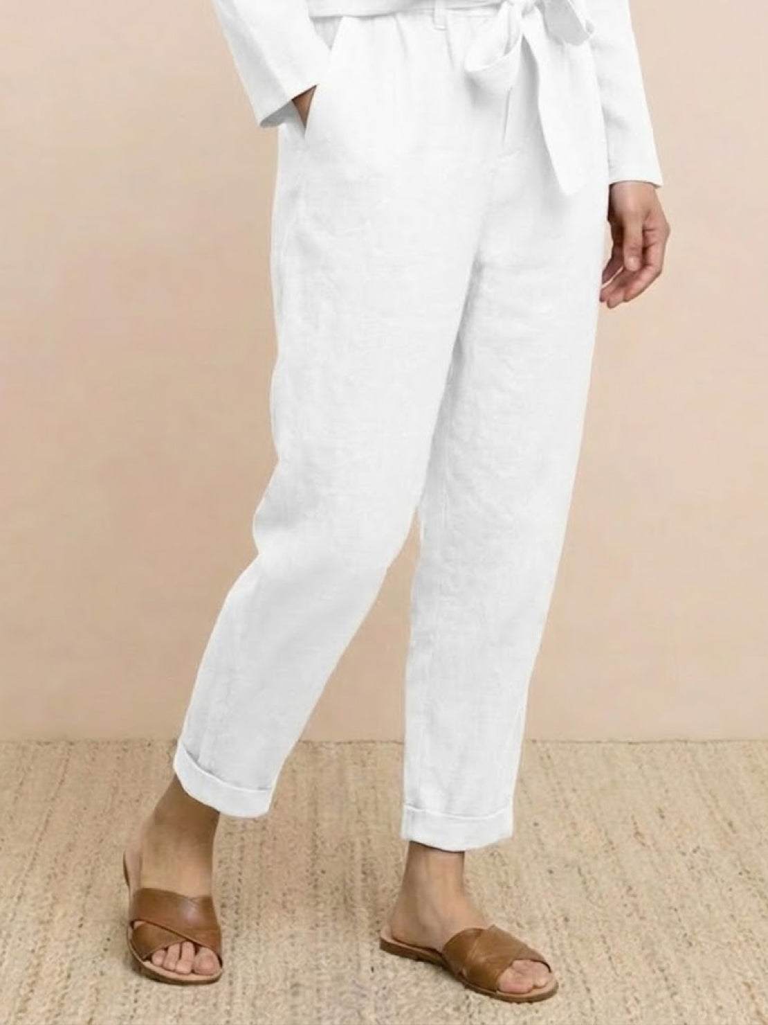 Cotton-Linen Monochrome Two-Piece Set