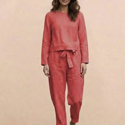 Cotton-Linen Monochrome Two-Piece Set