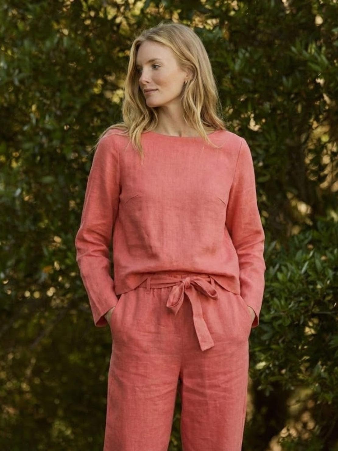 Cotton-Linen Monochrome Two-Piece Set