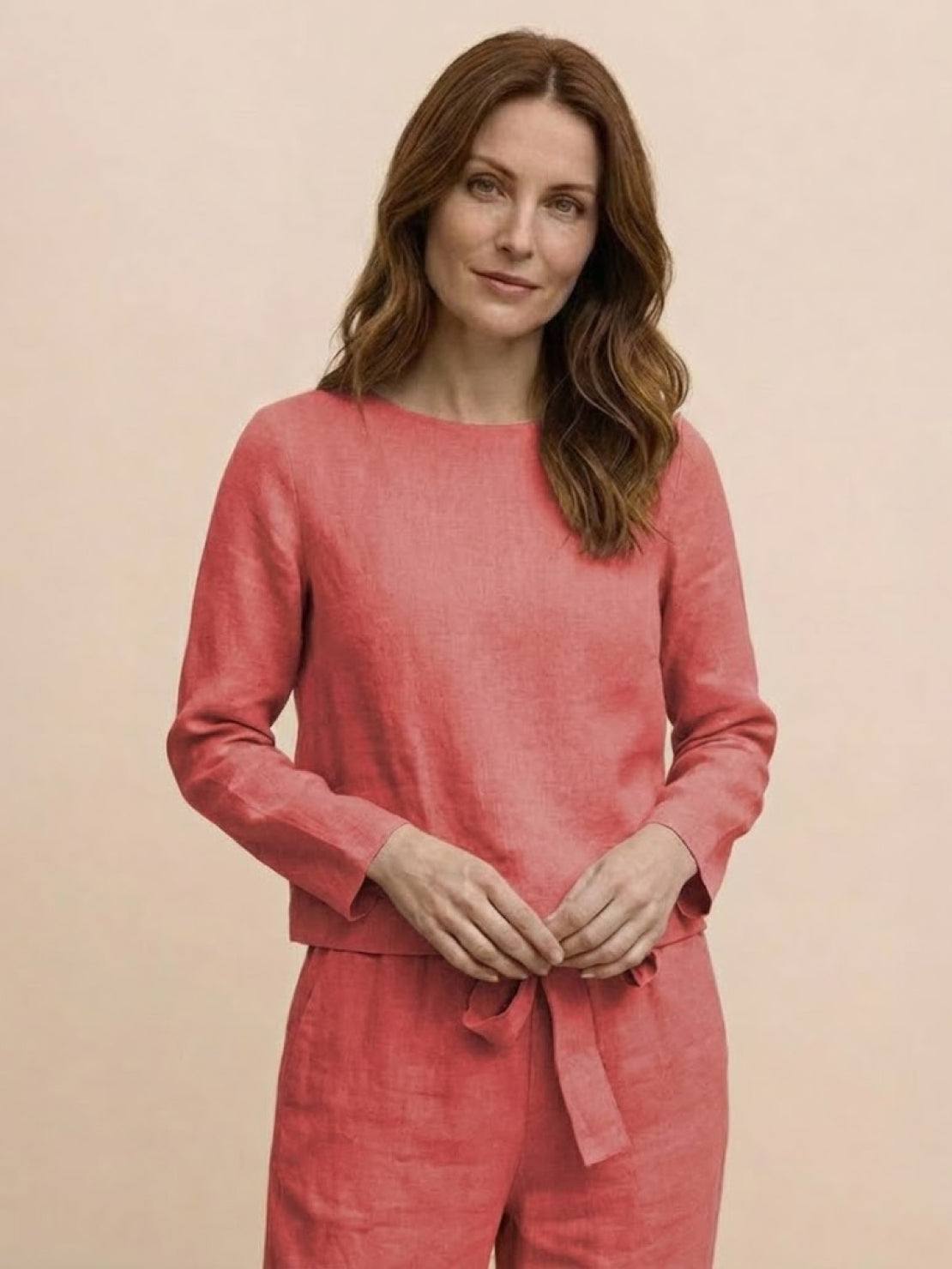 Cotton-Linen Monochrome Two-Piece Set