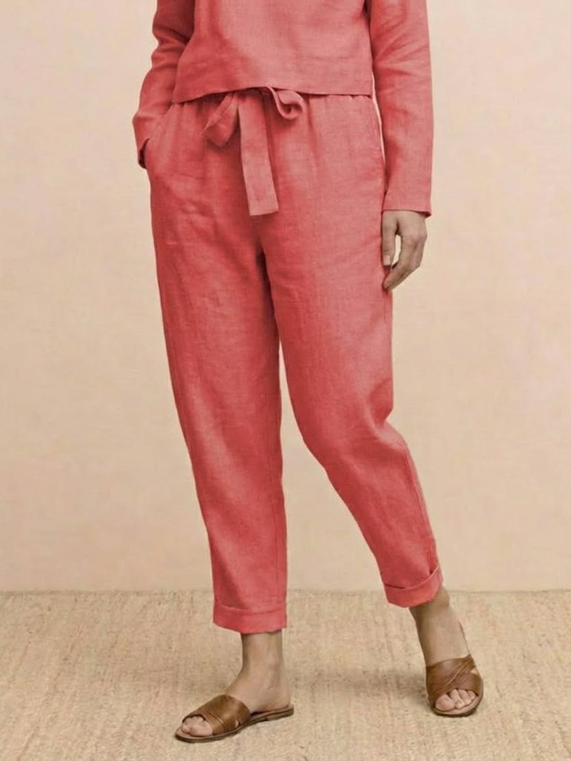 Cotton-Linen Monochrome Two-Piece Set
