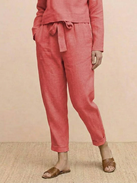 Cotton-Linen Monochrome Two-Piece Set