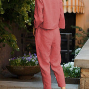 Cotton-Linen Monochrome Two-Piece Set