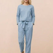 Cotton-Linen Monochrome Two-Piece Set