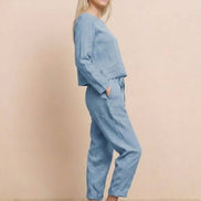 Cotton-Linen Monochrome Two-Piece Set