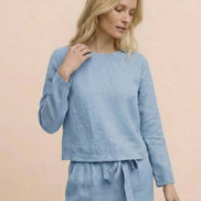 Cotton-Linen Monochrome Two-Piece Set