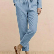 Cotton-Linen Monochrome Two-Piece Set