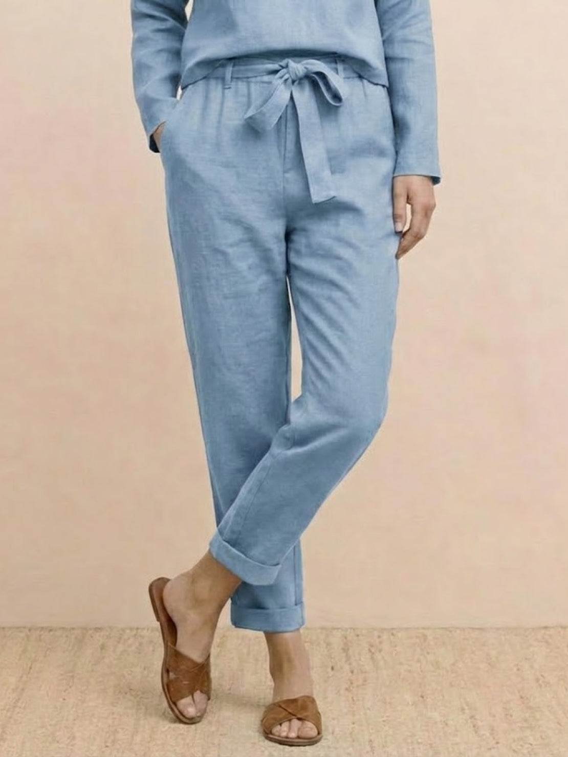 Cotton-Linen Monochrome Two-Piece Set