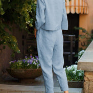 Cotton-Linen Monochrome Two-Piece Set