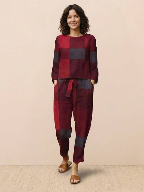 Cotton-Linen Monochrome Two-Piece Set