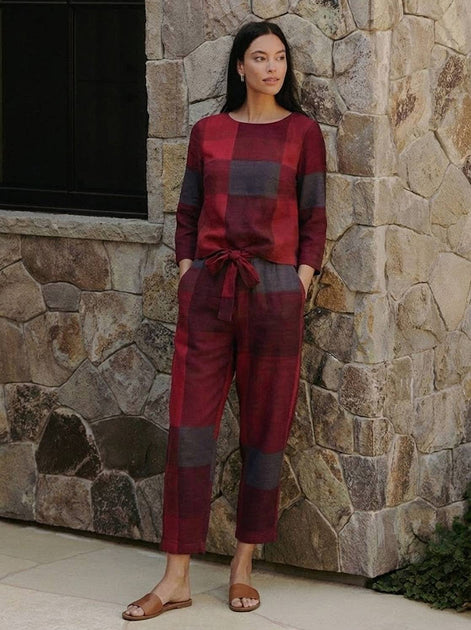Cotton-Linen Monochrome Two-Piece Set