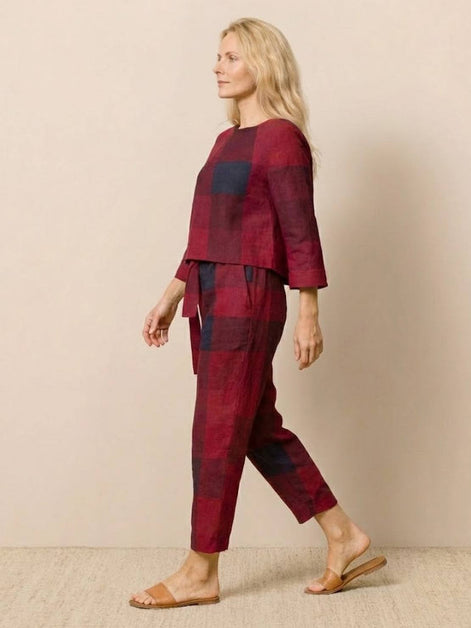 Cotton-Linen Monochrome Two-Piece Set