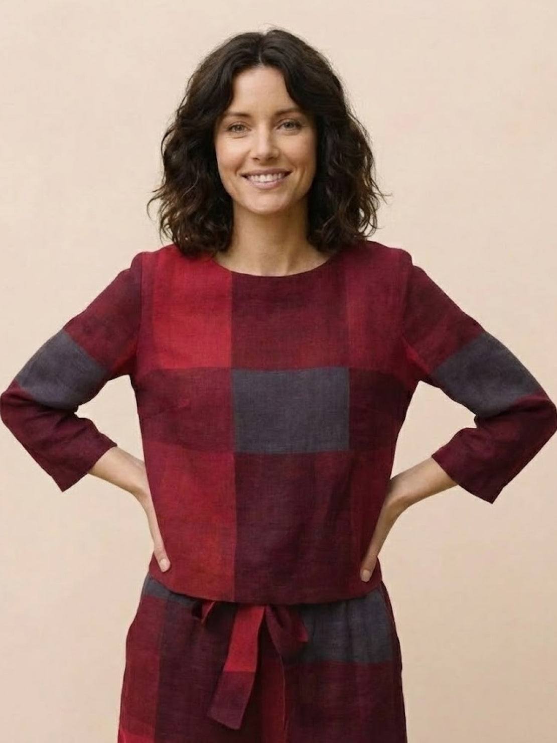 Cotton-Linen Monochrome Two-Piece Set