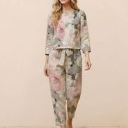 Cotton-Linen Monochrome Two-Piece Set