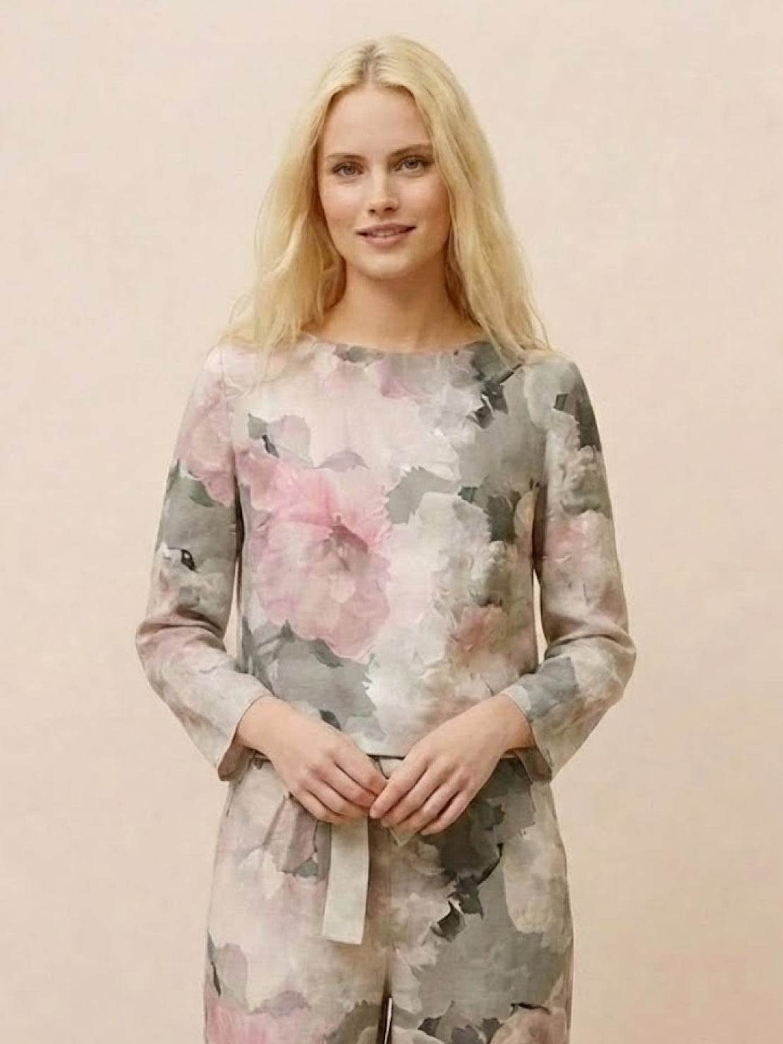 Cotton-Linen Monochrome Two-Piece Set