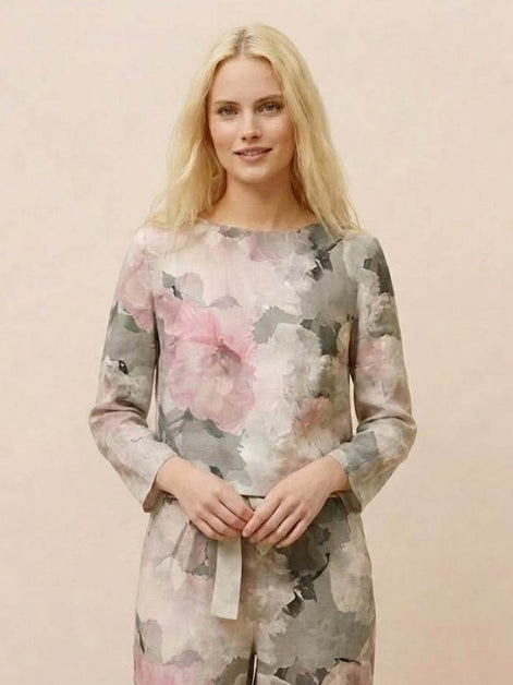 Cotton-Linen Monochrome Two-Piece Set