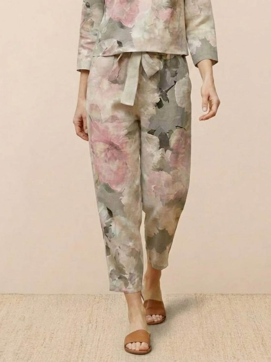 Cotton-Linen Monochrome Two-Piece Set