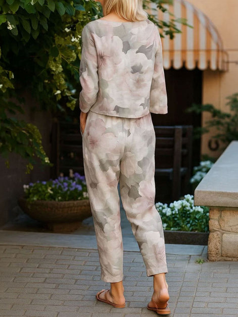 Cotton-Linen Monochrome Two-Piece Set