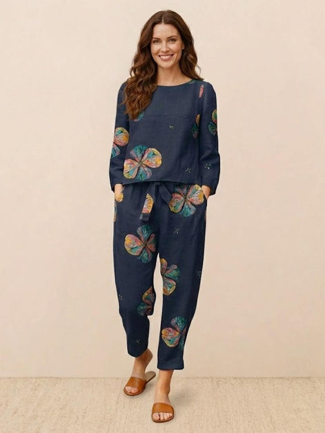 Cotton-Linen Monochrome Two-Piece Set