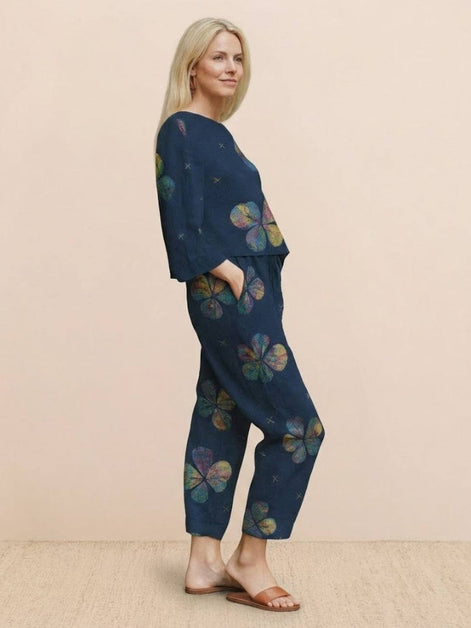 Cotton-Linen Monochrome Two-Piece Set