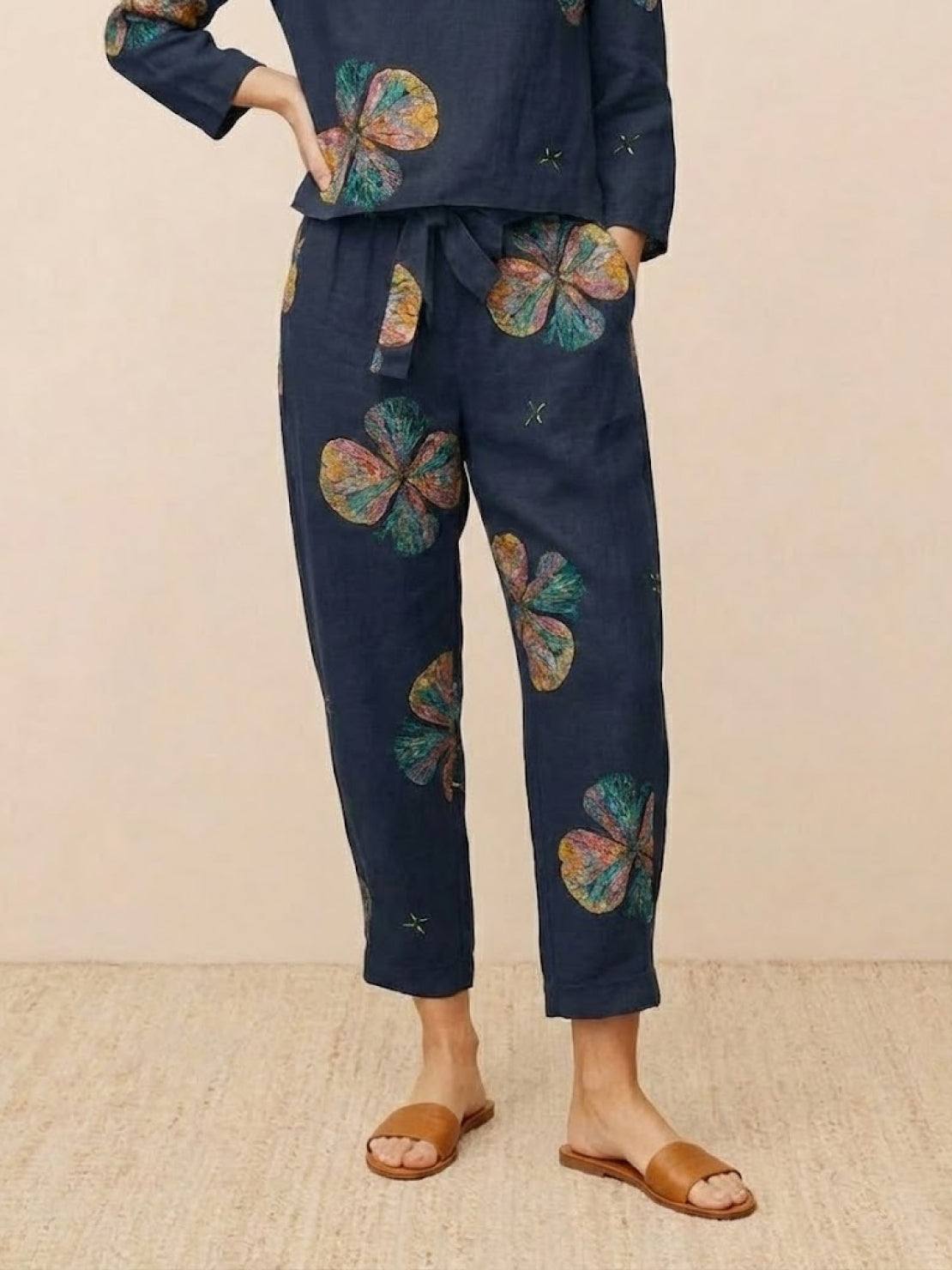 Cotton-Linen Monochrome Two-Piece Set
