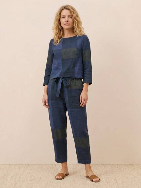 Cotton-Linen Monochrome Two-Piece Set