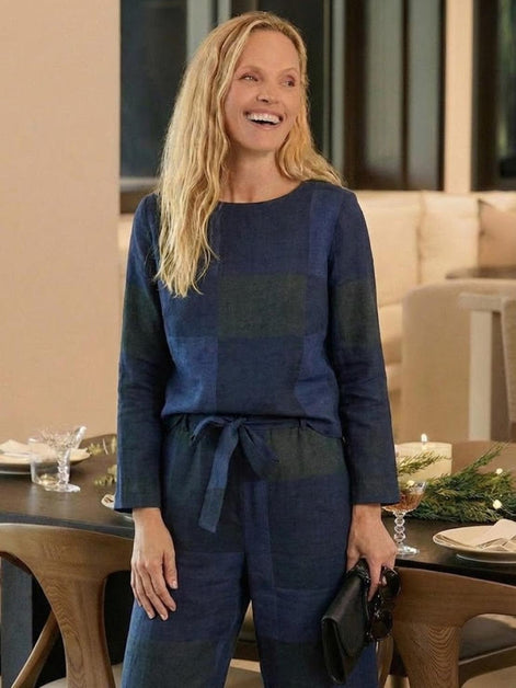 Cotton-Linen Monochrome Two-Piece Set