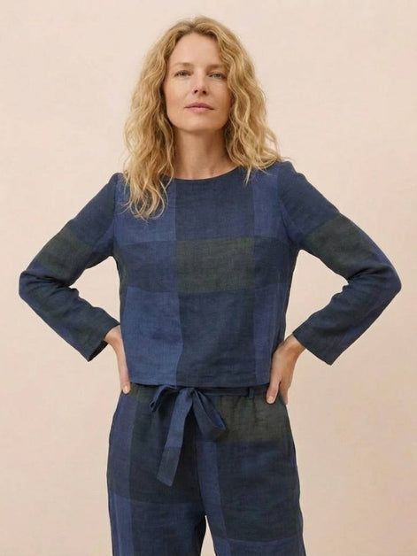 Cotton-Linen Monochrome Two-Piece Set