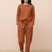 Cotton-Linen Monochrome Two-Piece Set