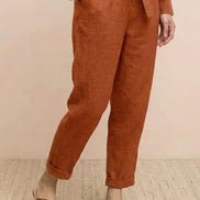 Cotton-Linen Monochrome Two-Piece Set
