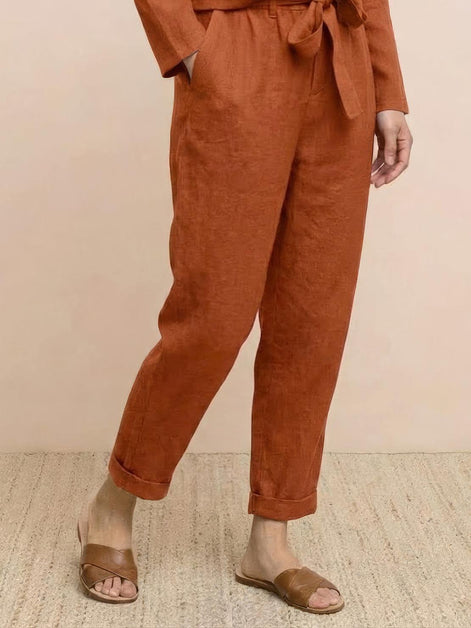 Cotton-Linen Monochrome Two-Piece Set